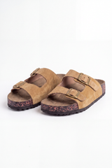 Men's Tomato Store Suede Double-Buckle Sliper Twin Adjustable Straps Contoured Footbed Open-Toe