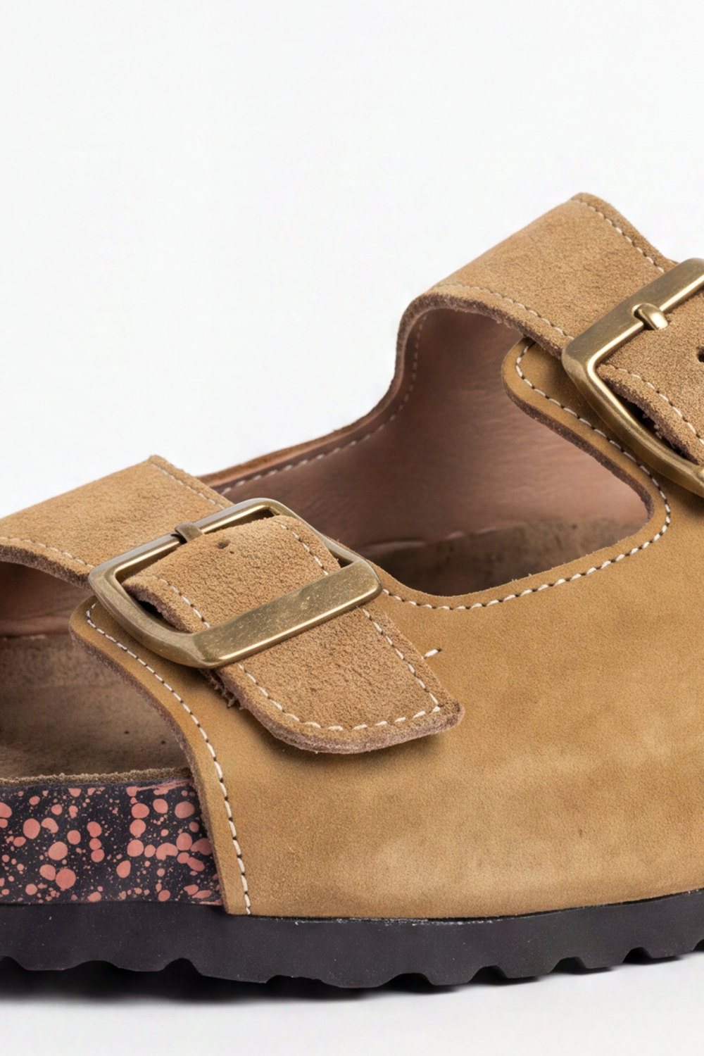 Men's Tomato Store Suede Double-Buckle Sandal Twin Adjustable Straps Contoured Footbed Open-Toe