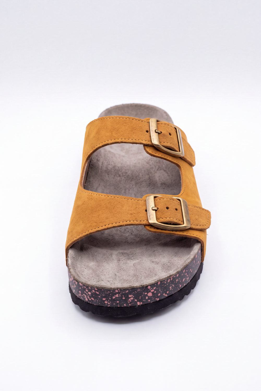 Men's Tomato Store Suede Double-Buckle Sliper Twin Adjustable Straps Contoured Footbed Open-Toe