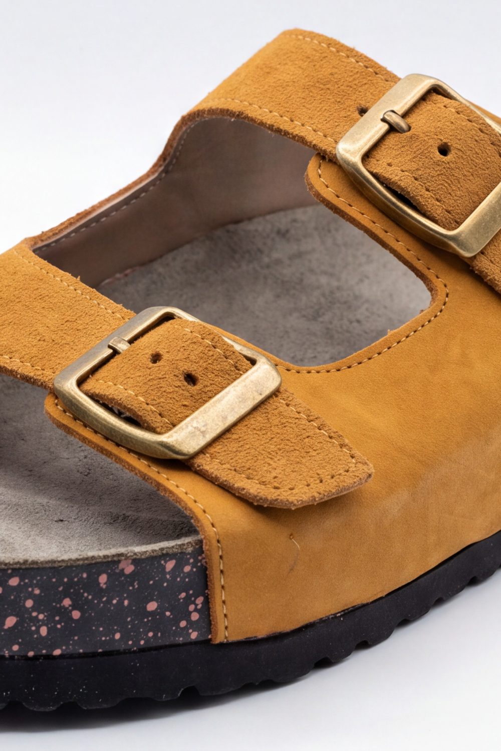 Men's Tomato Store Suede Double-Buckle Sliper Twin Adjustable Straps Contoured Footbed Open-Toe