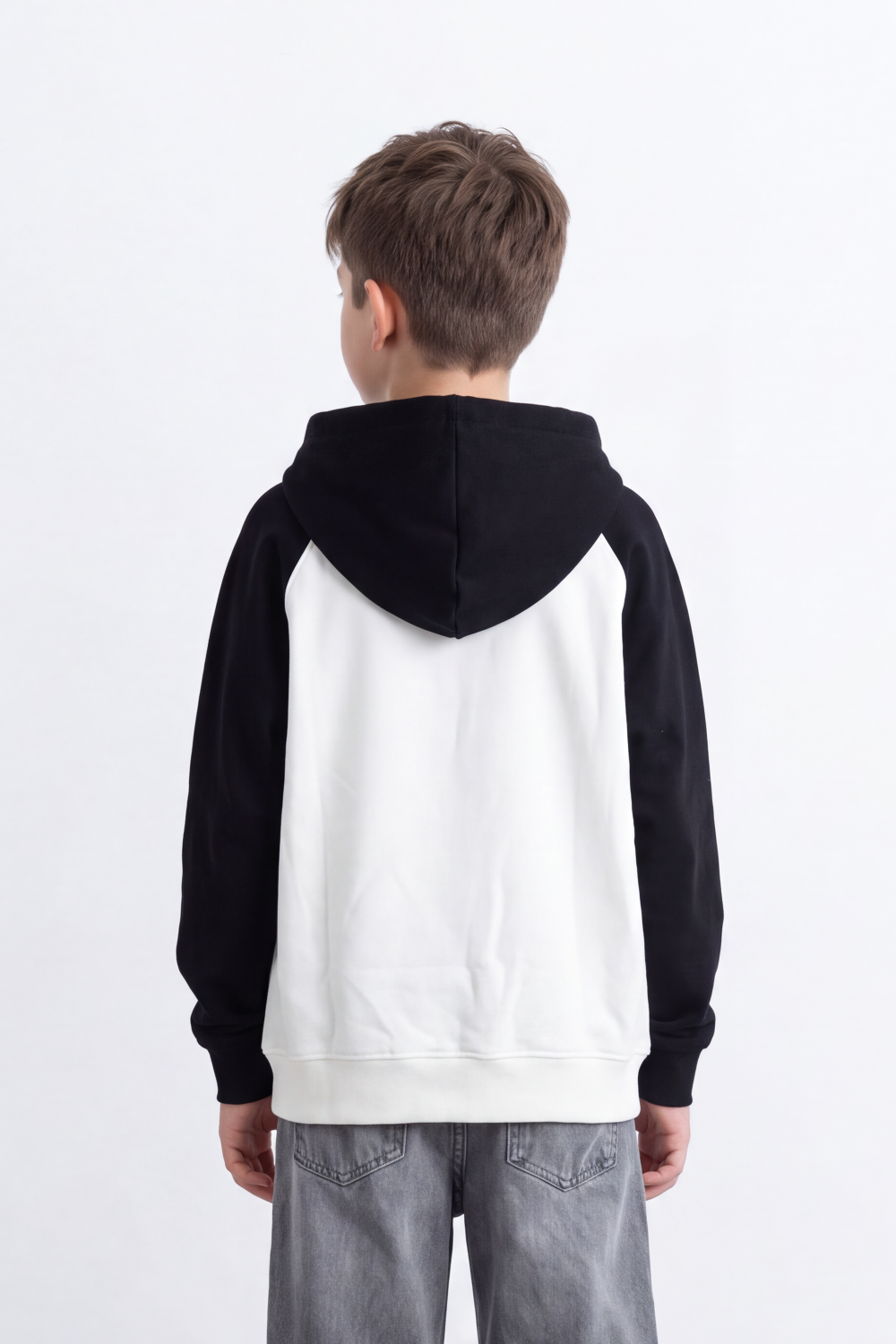 Boy's Tomato Store Sweatshirt Hooded Design Contrast Raglan Sleeves Oversize Melton