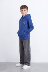 Boy's Tomato Store Sweatshirt Hooded Front Back Graphic Kangaroo Pocket Slim Fit Melton