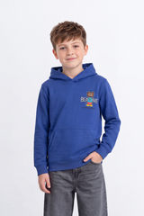 Boy's Tomato Store Sweatshirt Hooded Front Back Graphic Kangaroo Pocket Slim Fit Melton