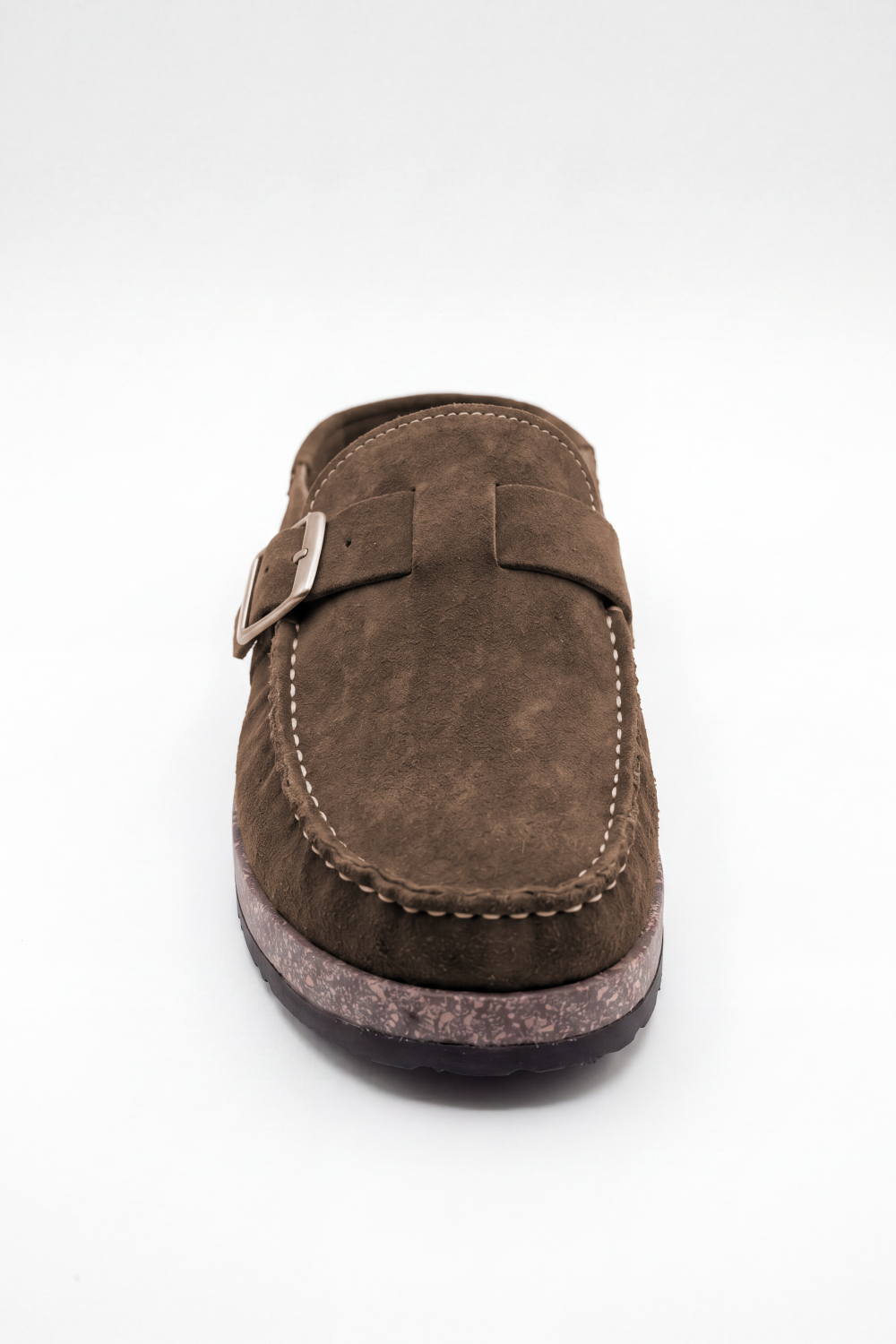 Men’s Tomato Store Clogs Loafers Brushed Nap Texture Across The Upper Moc Toe Stitching Cross Strap Buckle Detail Slipper