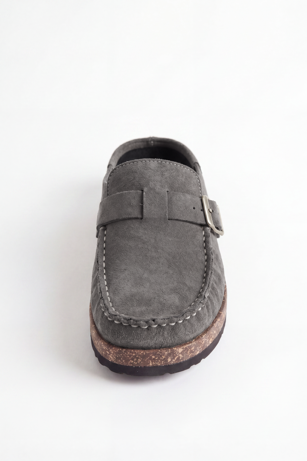 Men’s Tomato Store Clogs Loafers Brushed Nap Texture Across The Upper Moc Toe Stitching Cross Strap Buckle Detail Slipper