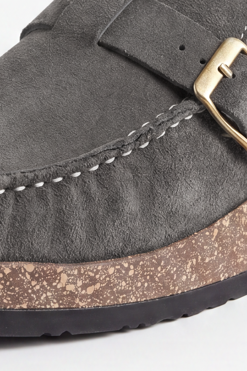 Men’s Tomato Store Clogs Loafers Brushed Nap Texture Across The Upper Moc Toe Stitching Cross Strap Buckle Detail Slipper