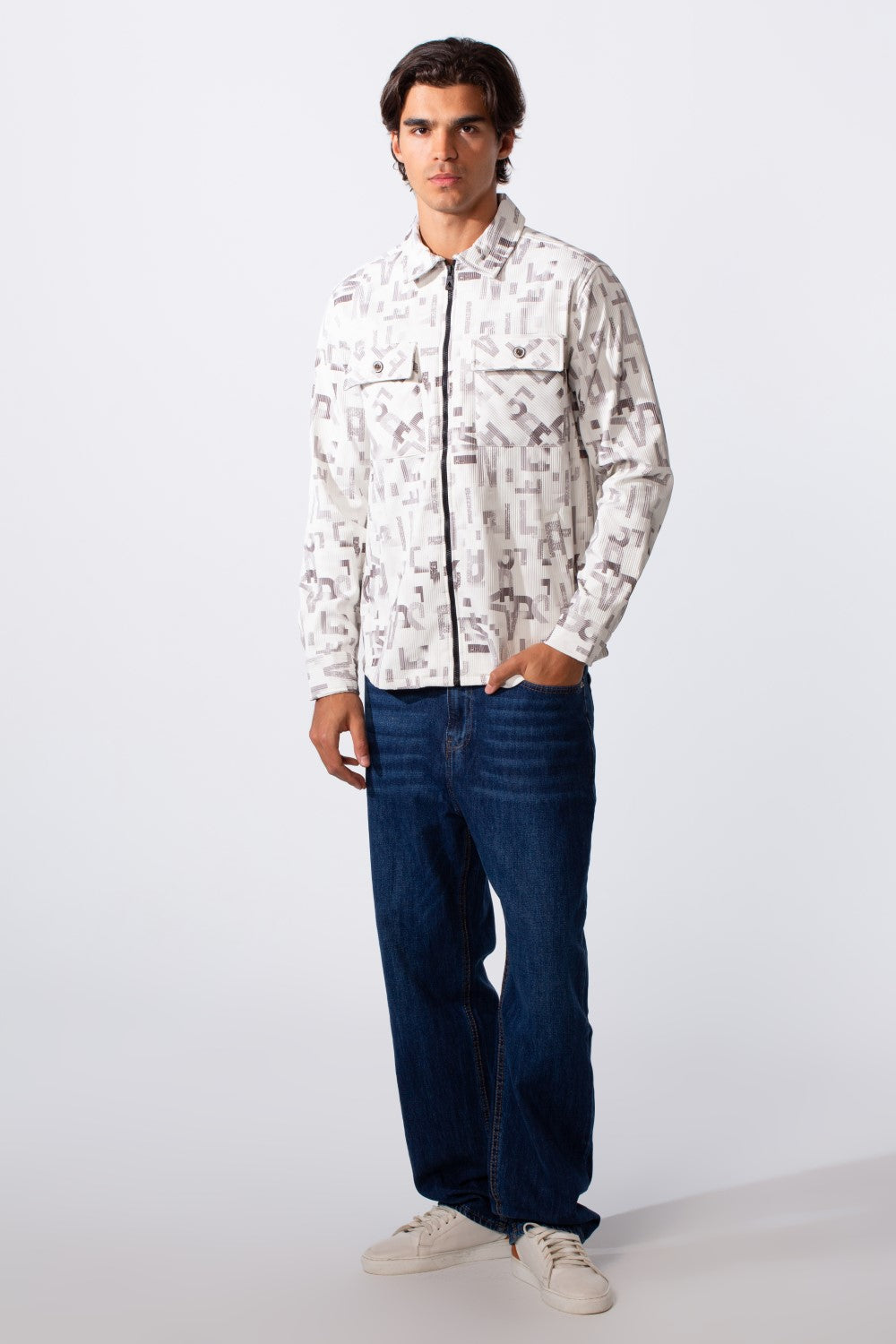 Men's Jakar Full Zip Regular Fit Printed Long Sleeve Shirt