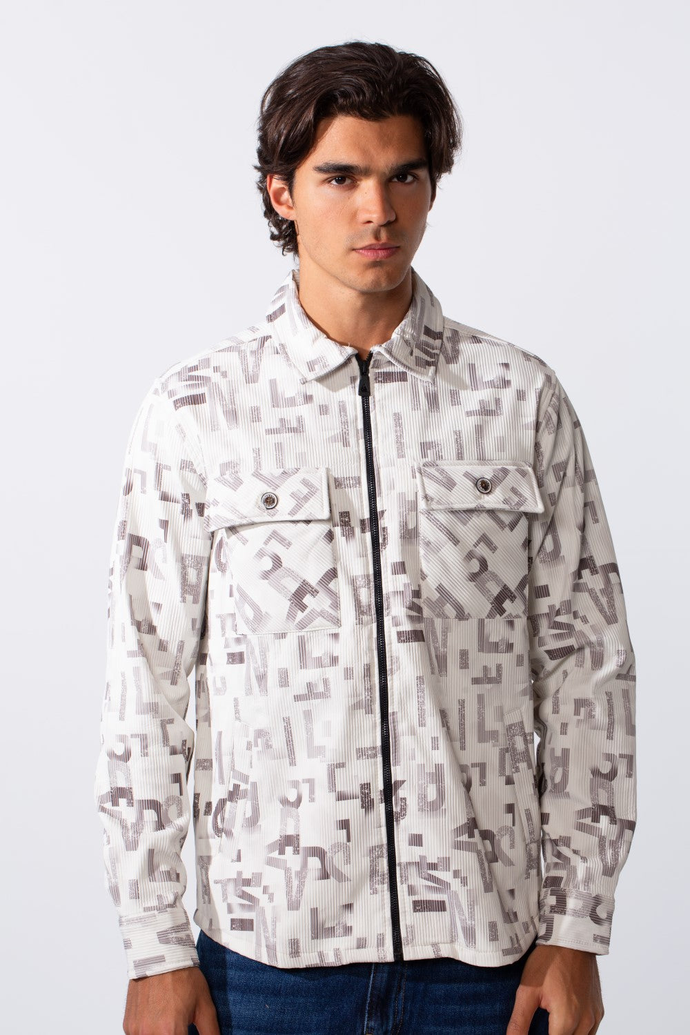 Men's Jakar Full Zip Regular Fit Printed Long Sleeve Shirt