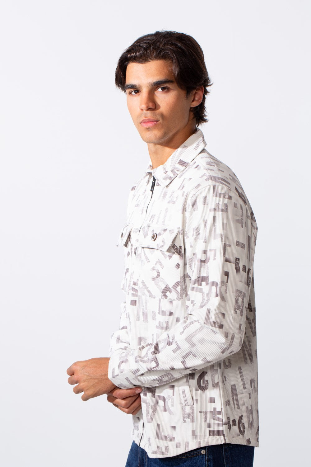 Men's Jakar Full Zip Regular Fit Printed Long Sleeve Shirt