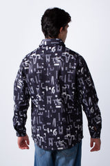 Men's Classic Neck Long Sleeve Printed Textured Fabric Chest Pocket Jakar Shirt