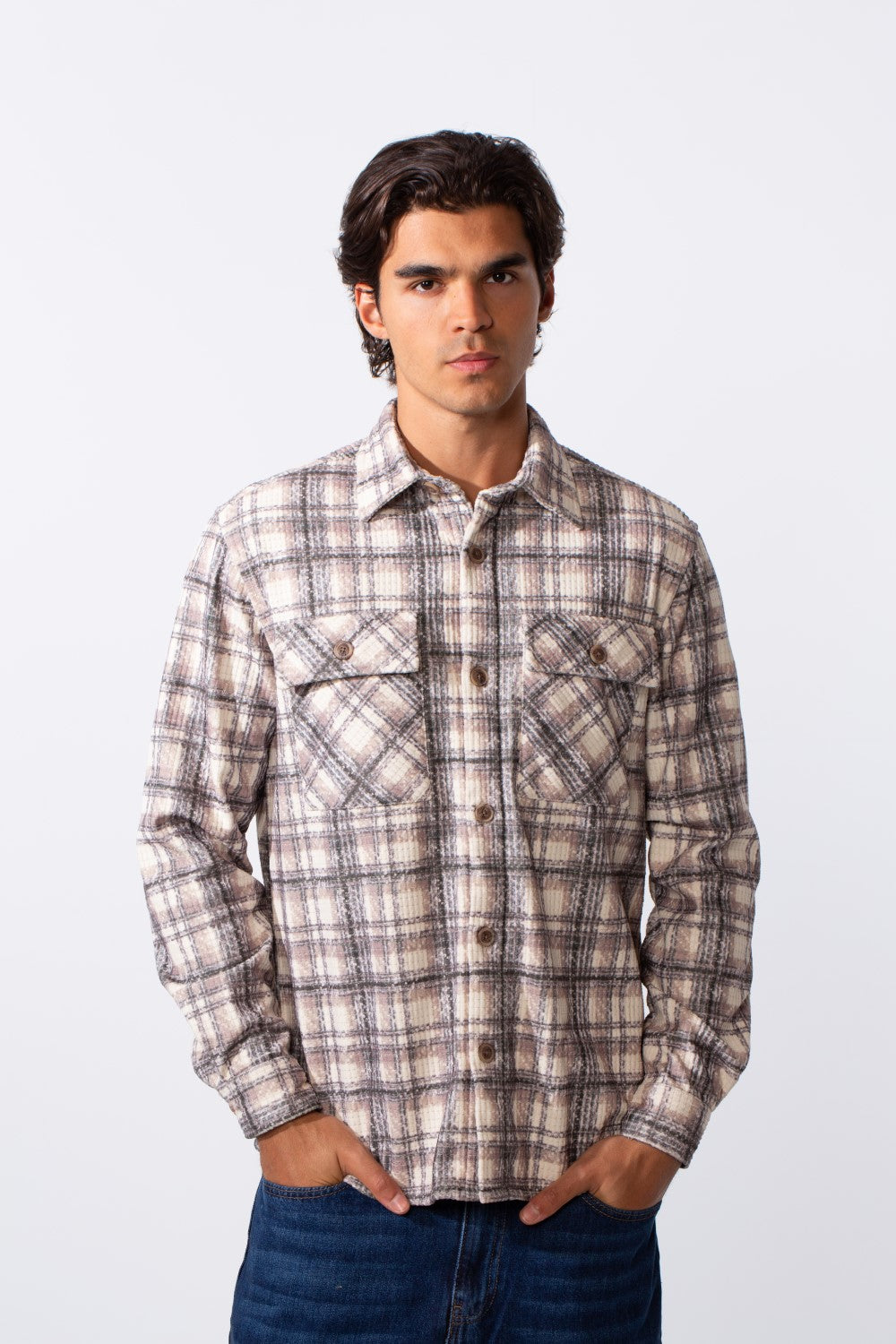 Men's Regular Fit Front Pockets Winter Checked Shirt