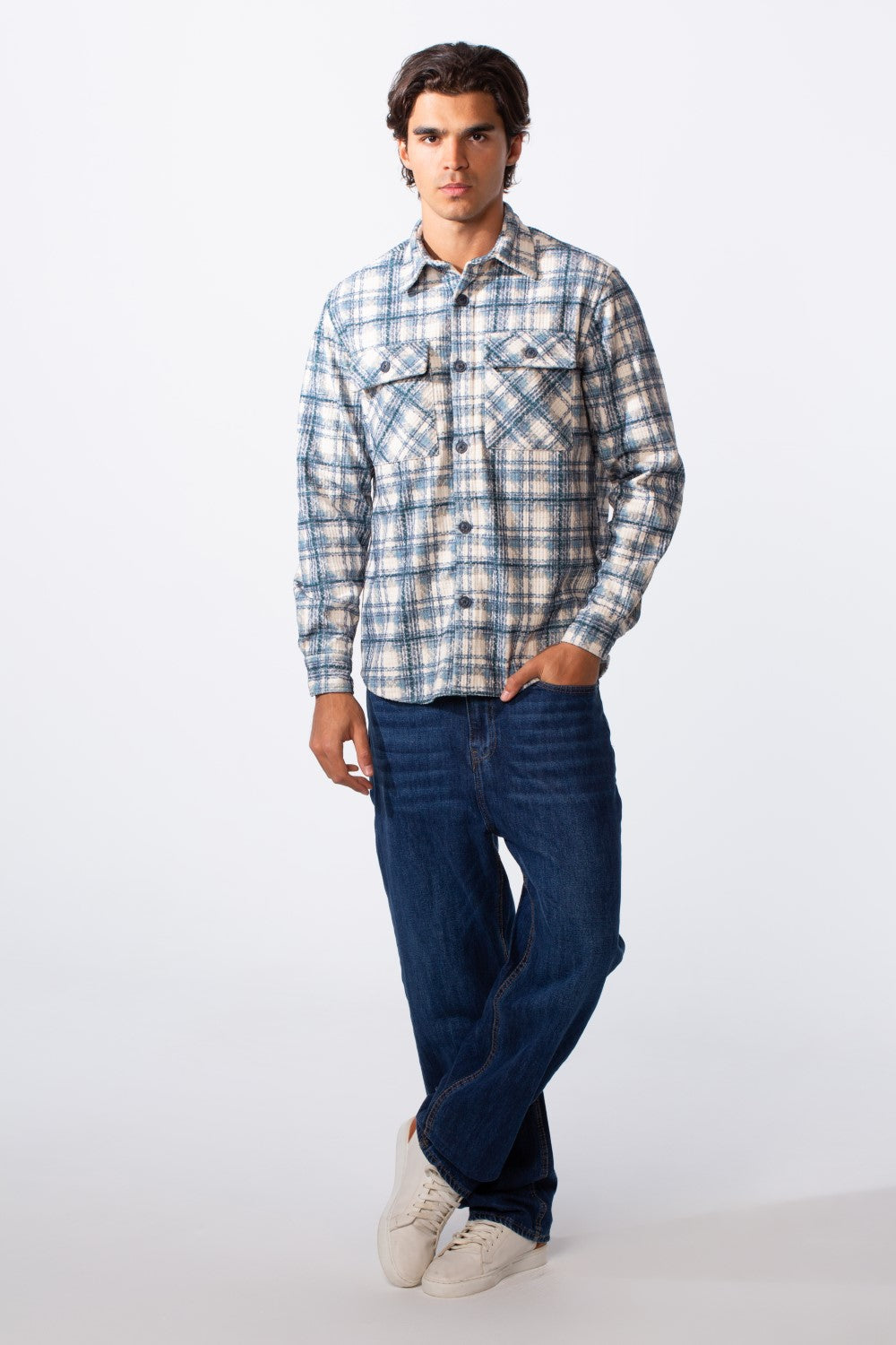 Men's Regular Fit Front Pockets Winter Checked Shirt