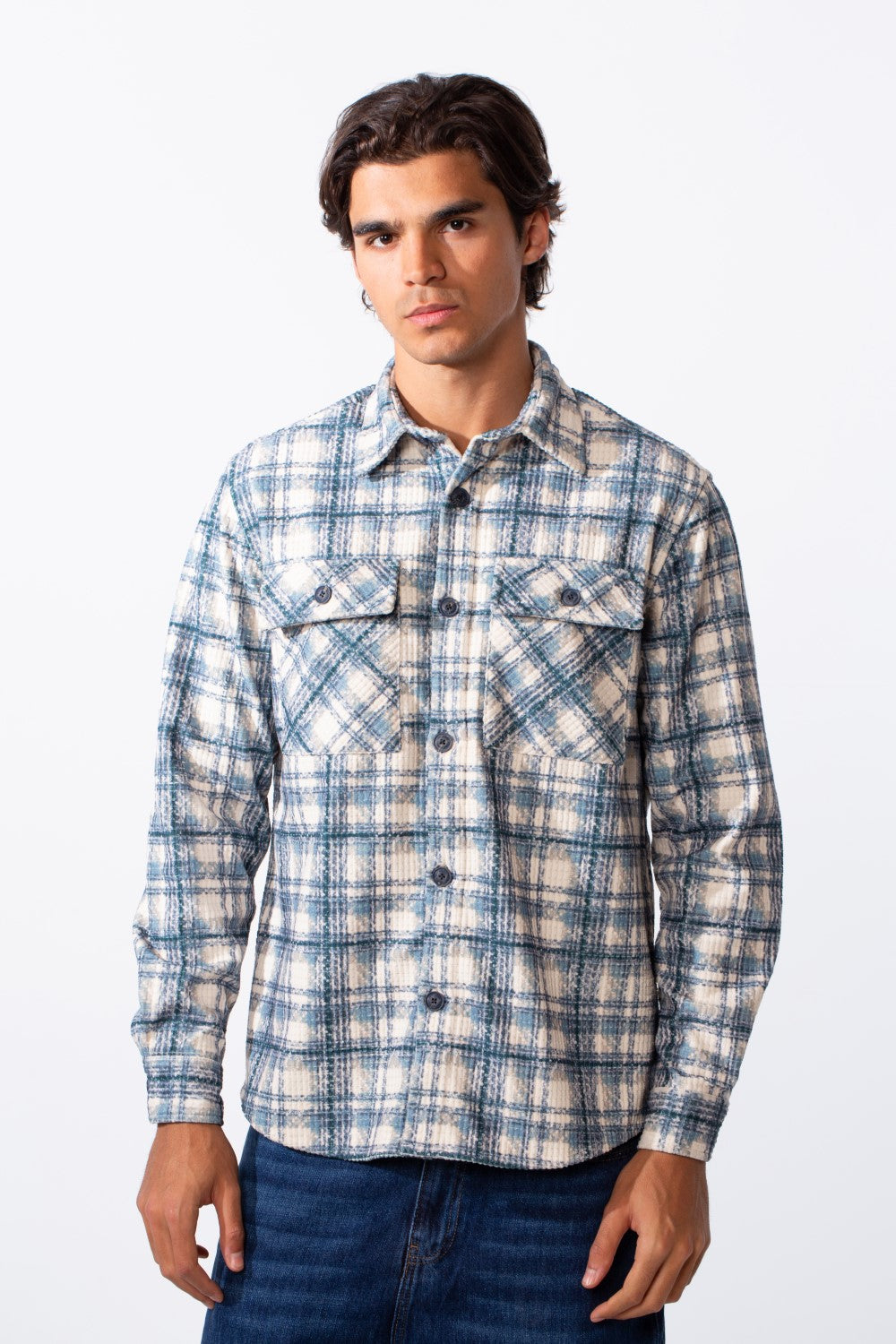 Men's Regular Fit Front Pockets Winter Checked Shirt