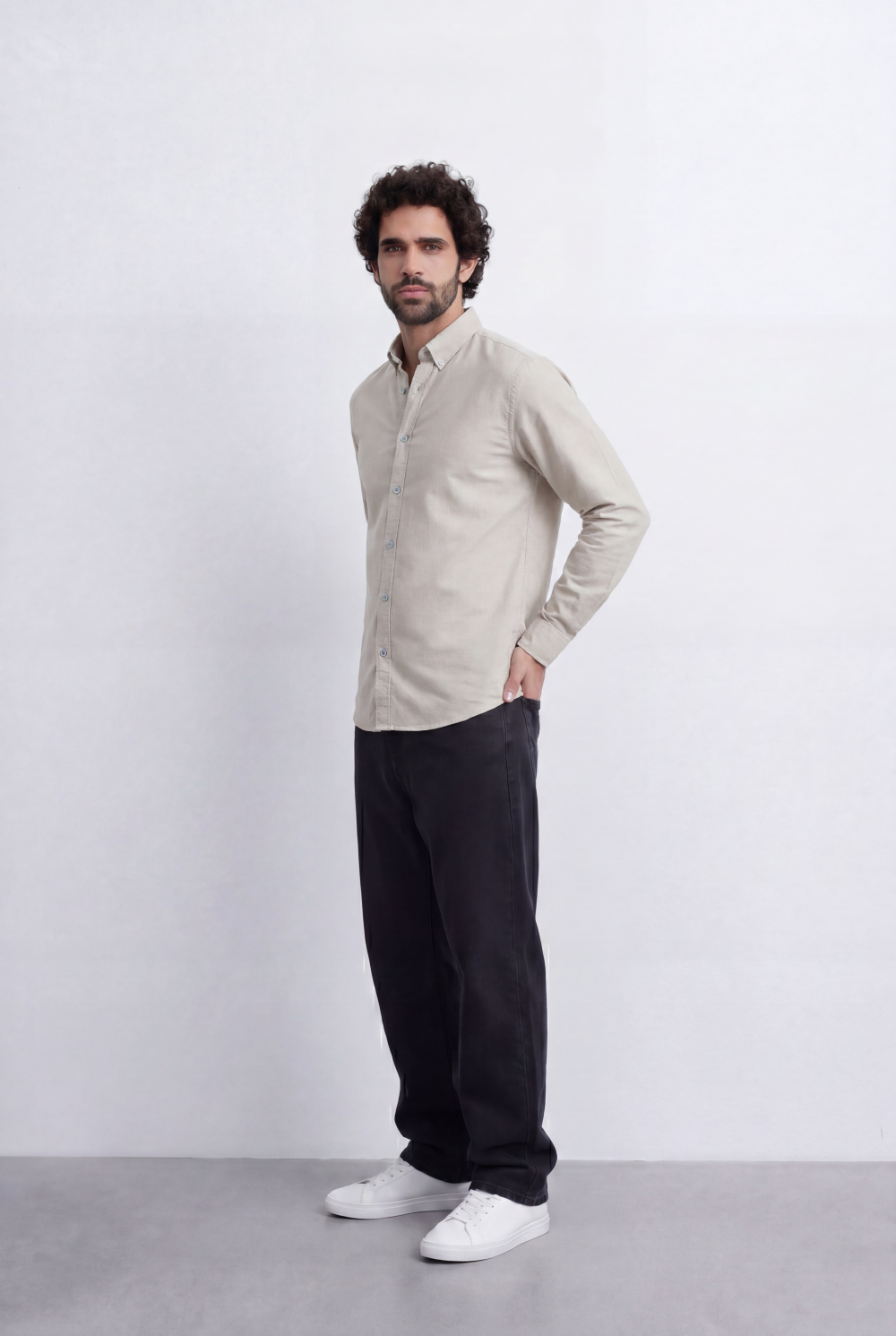 Men’s Tomato Store Minimal Button Down Shirt Soft Touch Fabric Slim Fit Tailored