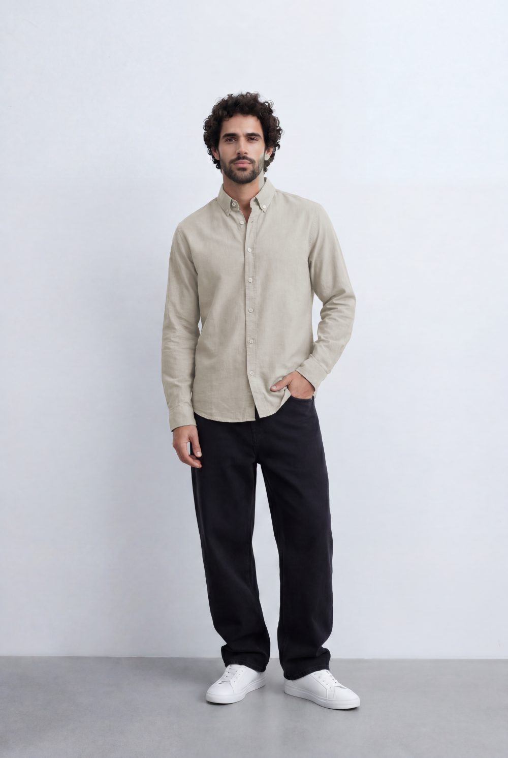 Men’s Tomato Store Minimal Button Down Shirt Soft Touch Fabric Slim Fit Tailored