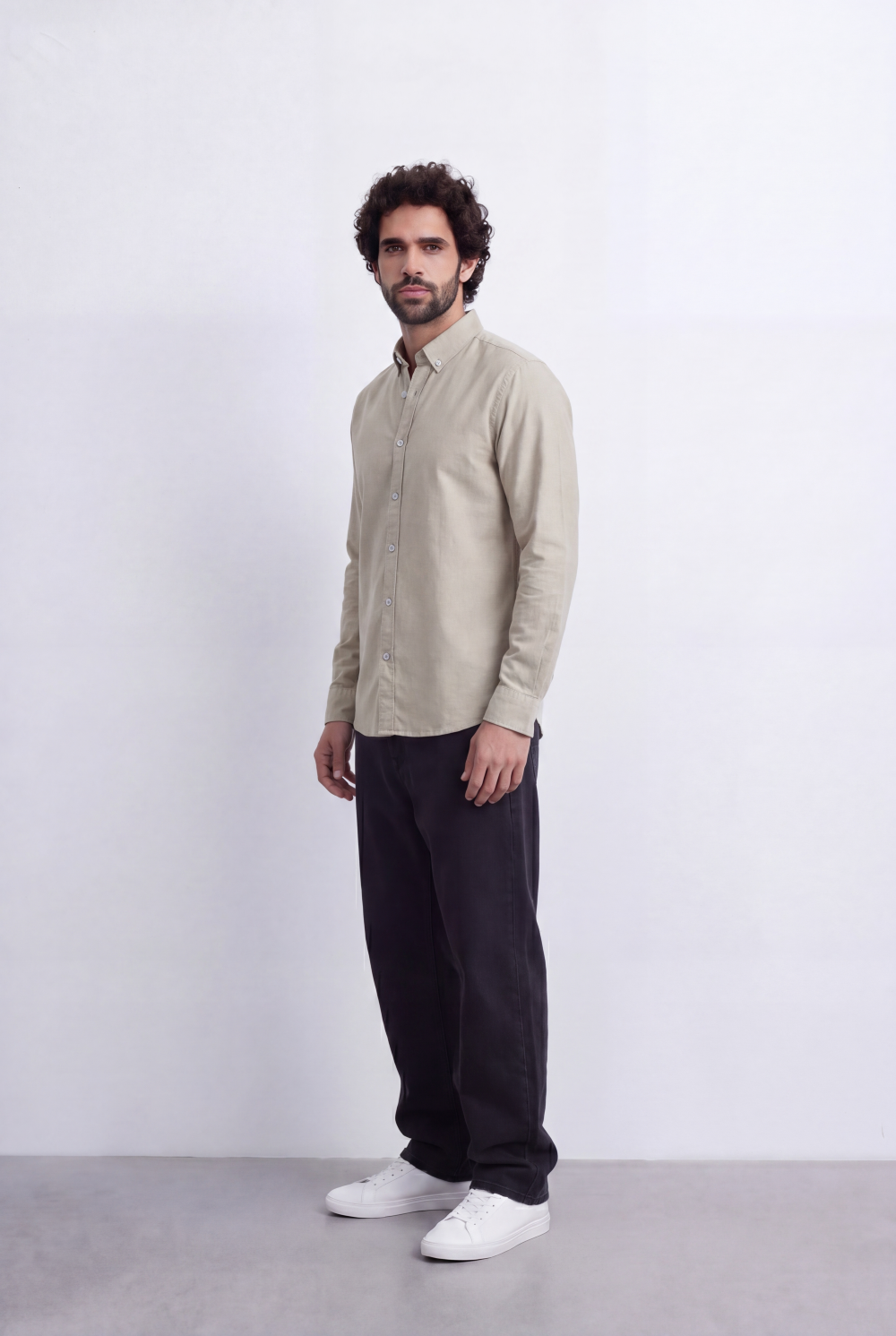 Men’s Tomato Store Minimal Button Down Shirt Soft Touch Fabric Slim Fit Tailored