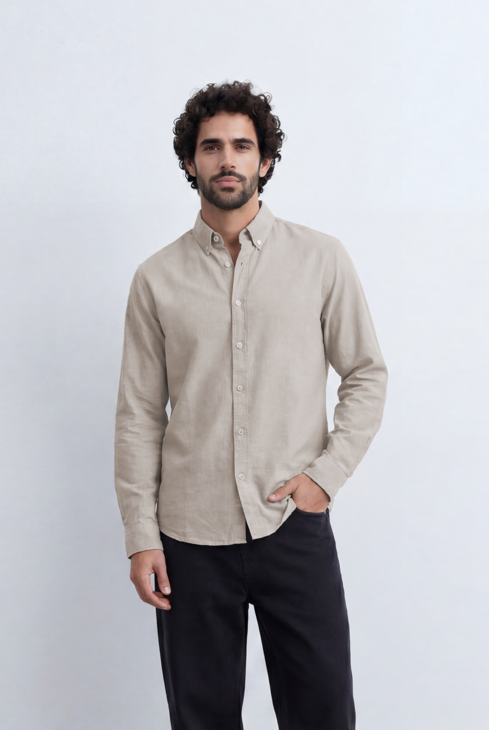 Men’s Tomato Store Minimal Button Down Shirt Soft Touch Fabric Slim Fit Tailored