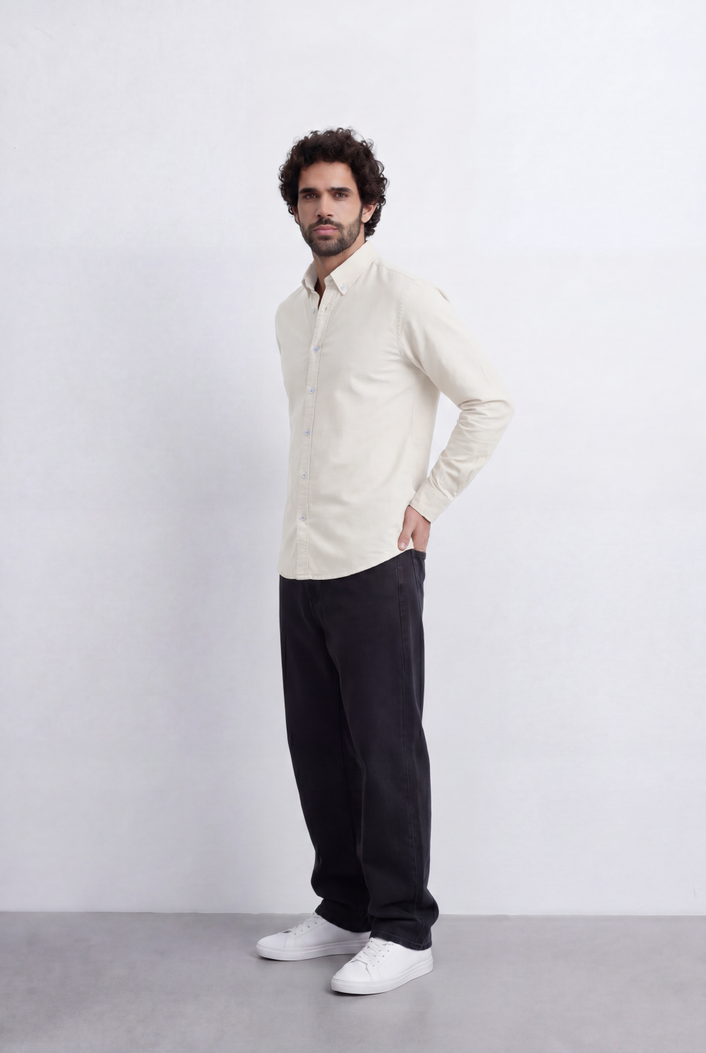 Men’s Tomato Store Minimal Button Down Shirt Soft Touch Fabric Slim Fit Tailored