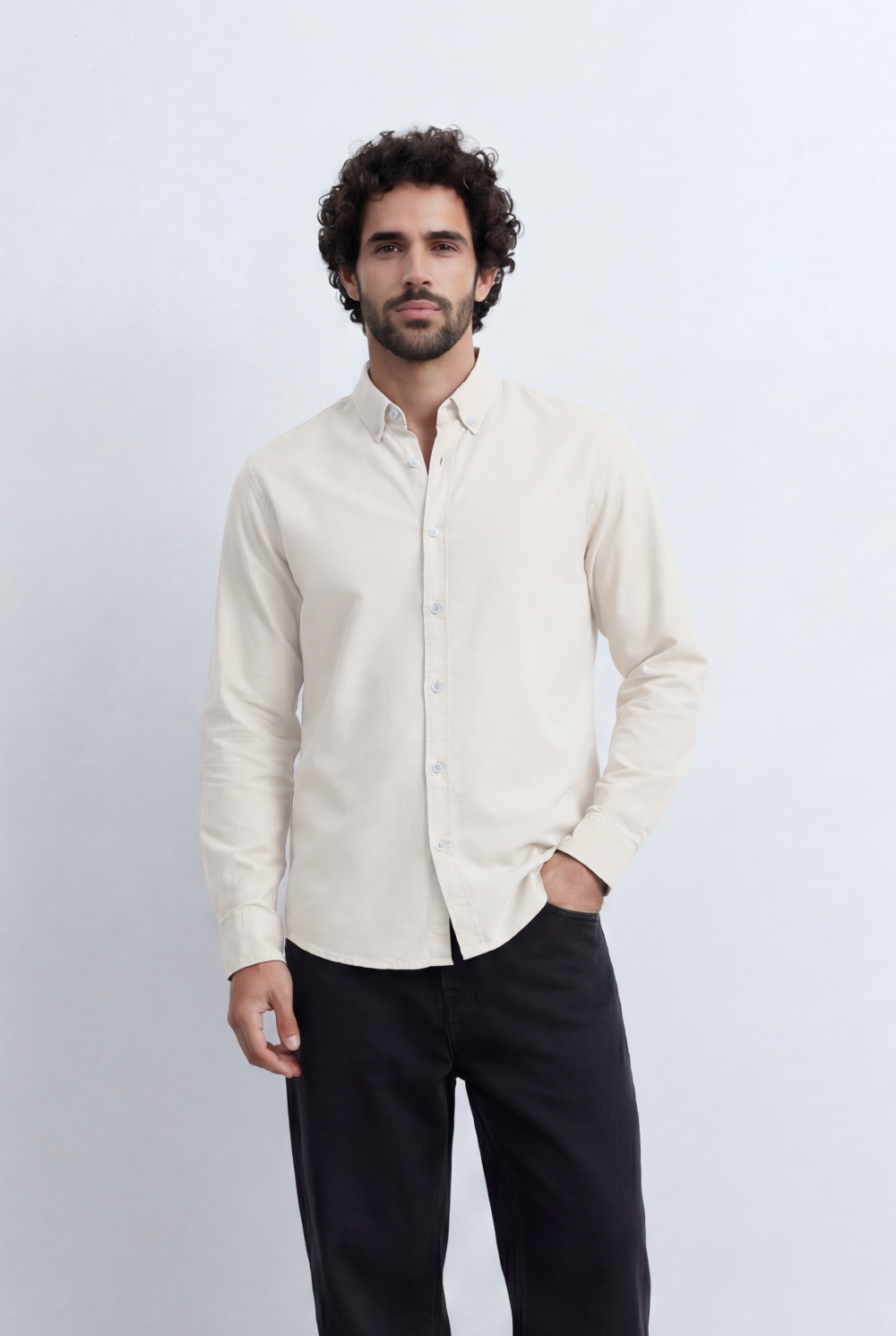 Men’s Tomato Store Minimal Button Down Shirt Soft Touch Fabric Slim Fit Tailored