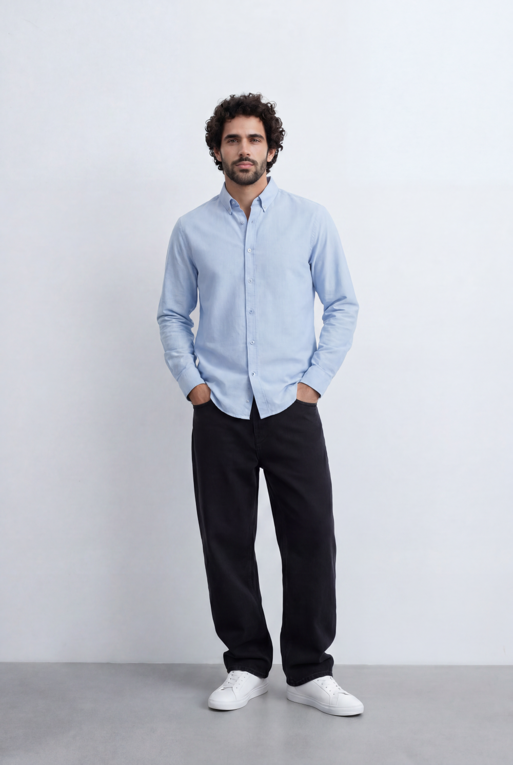 Men’s Tomato Store Minimal Button Down Shirt Soft Touch Fabric Slim Fit Tailored