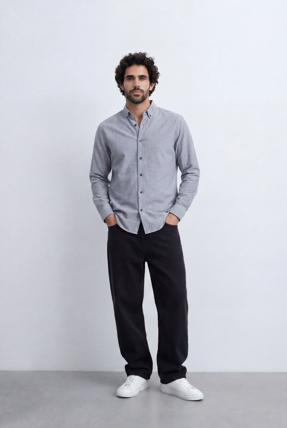 Men’s Tomato Store Minimal Button Down Shirt Soft Touch Fabric Slim Fit Tailored