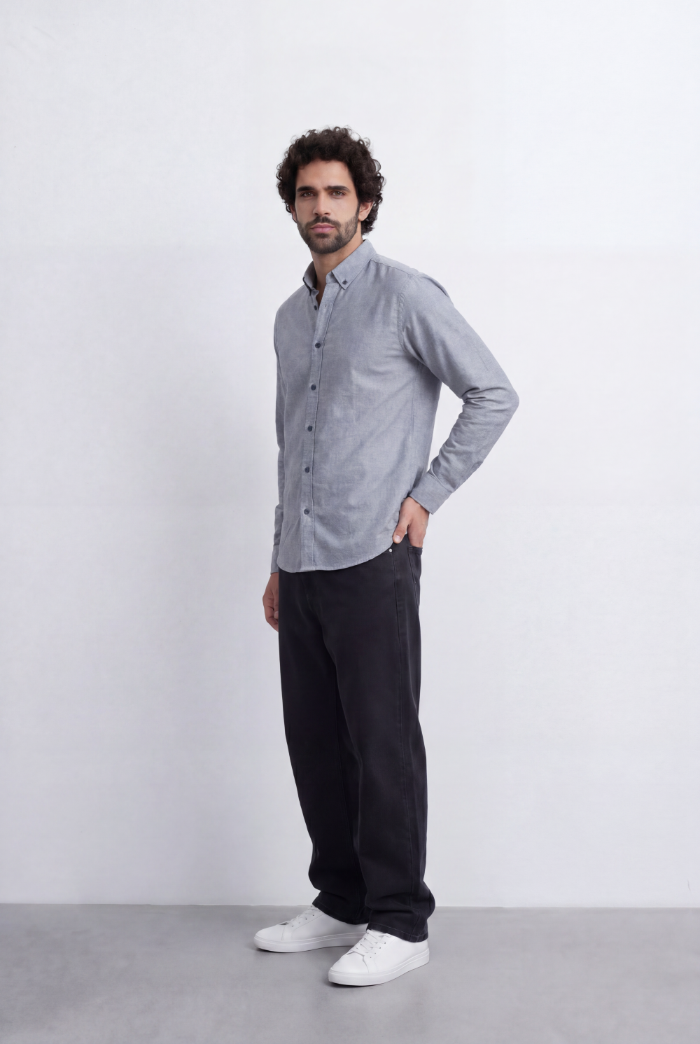 Men’s Tomato Store Minimal Button Down Shirt Soft Touch Fabric Slim Fit Tailored