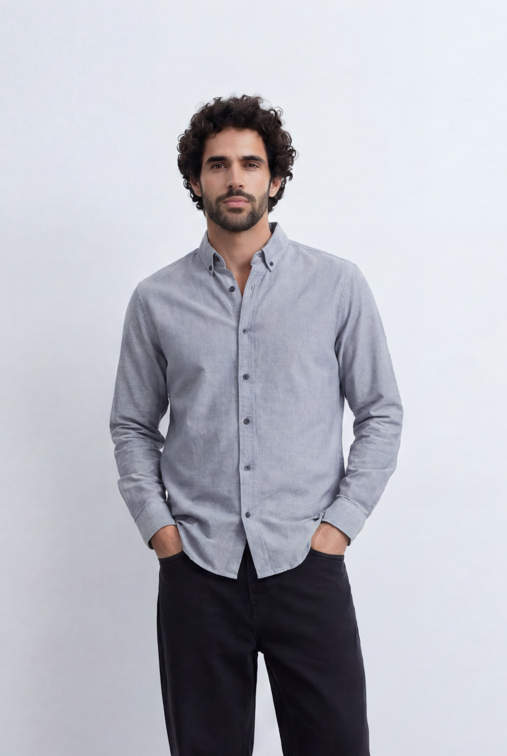 Men’s Tomato Store Minimal Button Down Shirt Soft Touch Fabric Slim Fit Tailored