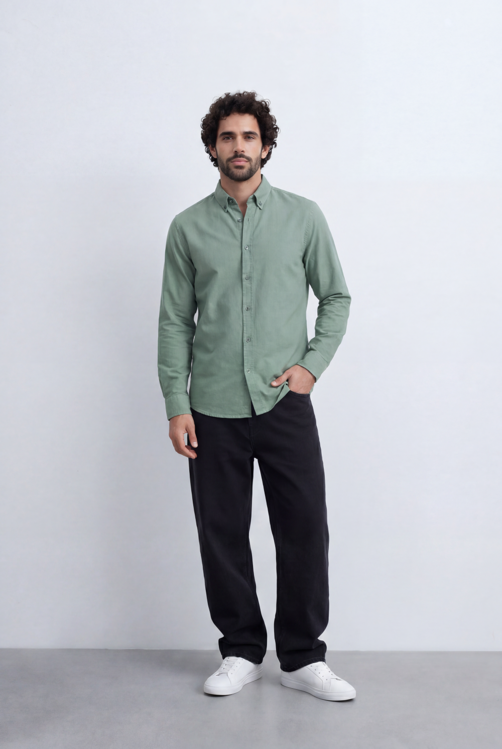 Men’s Tomato Store Minimal Button Down Shirt Soft Touch Fabric Slim Fit Tailored