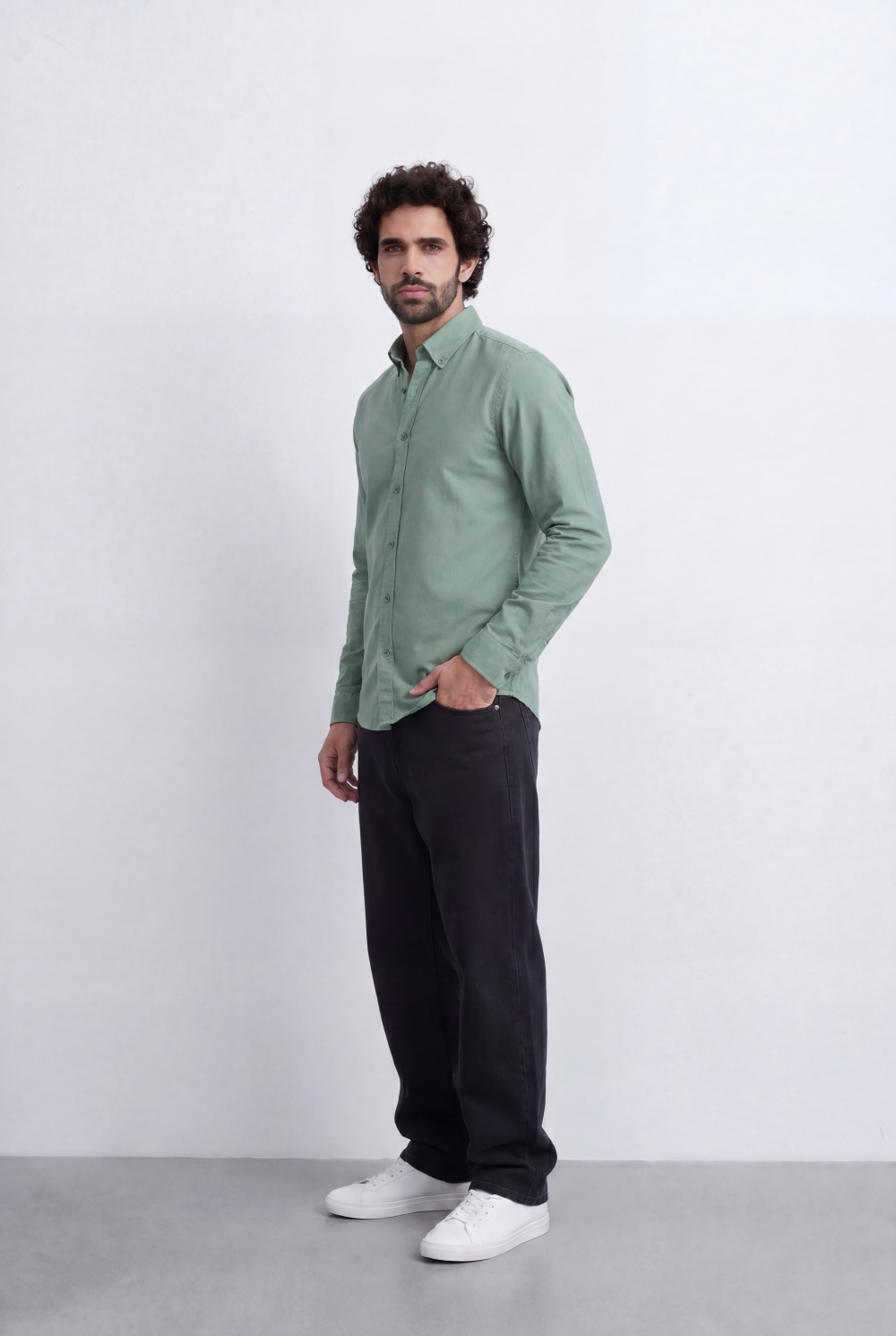 Men’s Tomato Store Minimal Button Down Shirt Soft Touch Fabric Slim Fit Tailored