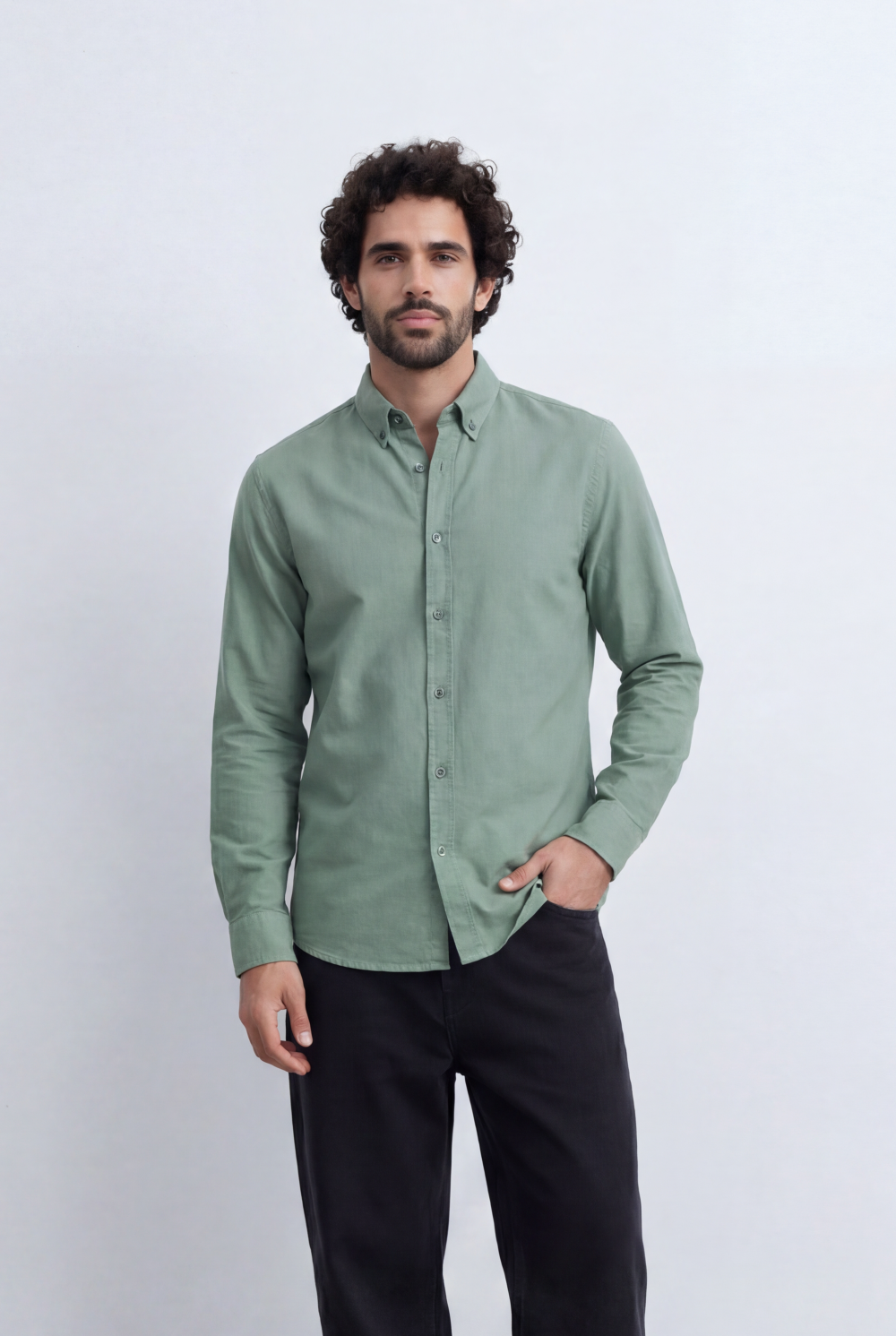 Men’s Tomato Store Minimal Button Down Shirt Soft Touch Fabric Slim Fit Tailored