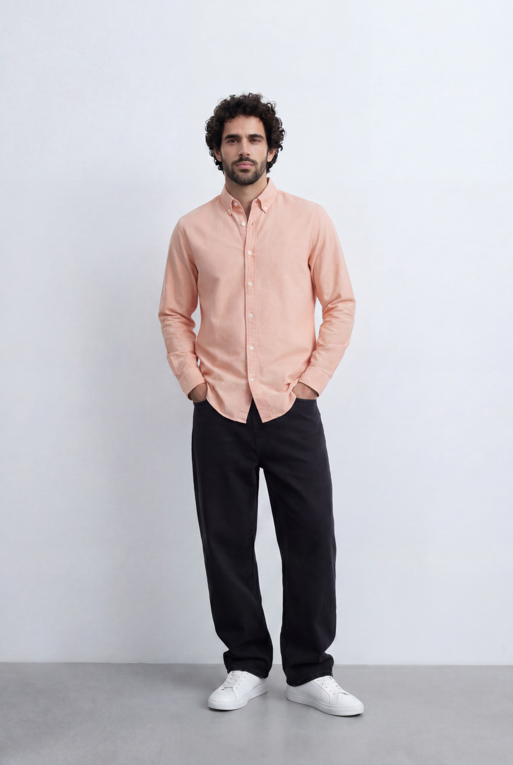 Men’s Tomato Store Minimal Button Down Shirt Soft Touch Fabric Slim Fit Tailored