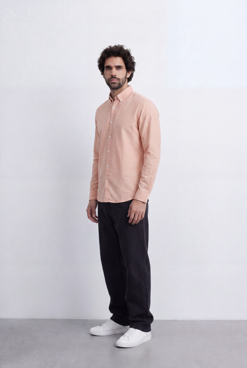 Men’s Tomato Store Minimal Button Down Shirt Soft Touch Fabric Slim Fit Tailored