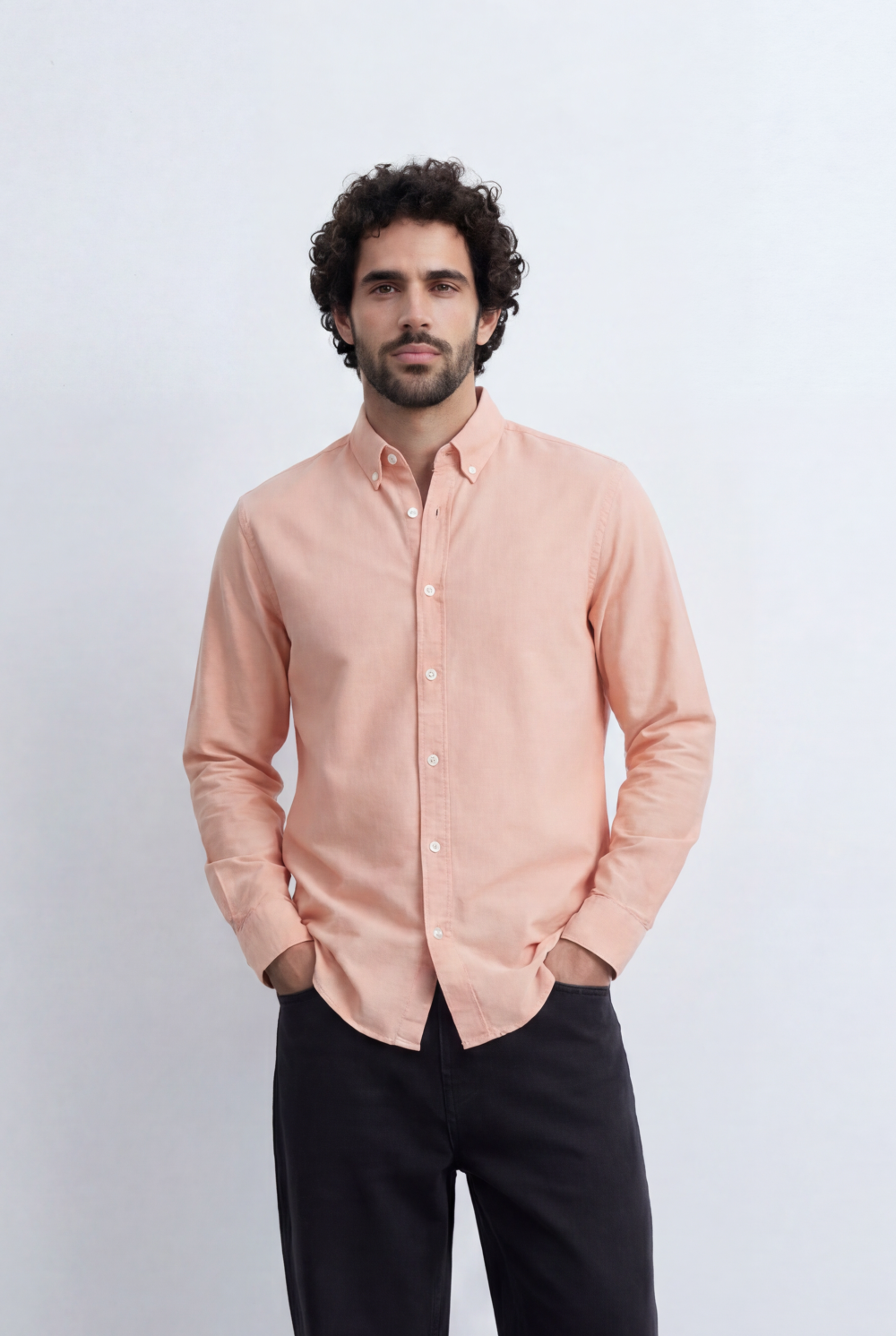 Men’s Tomato Store Minimal Button Down Shirt Soft Touch Fabric Slim Fit Tailored
