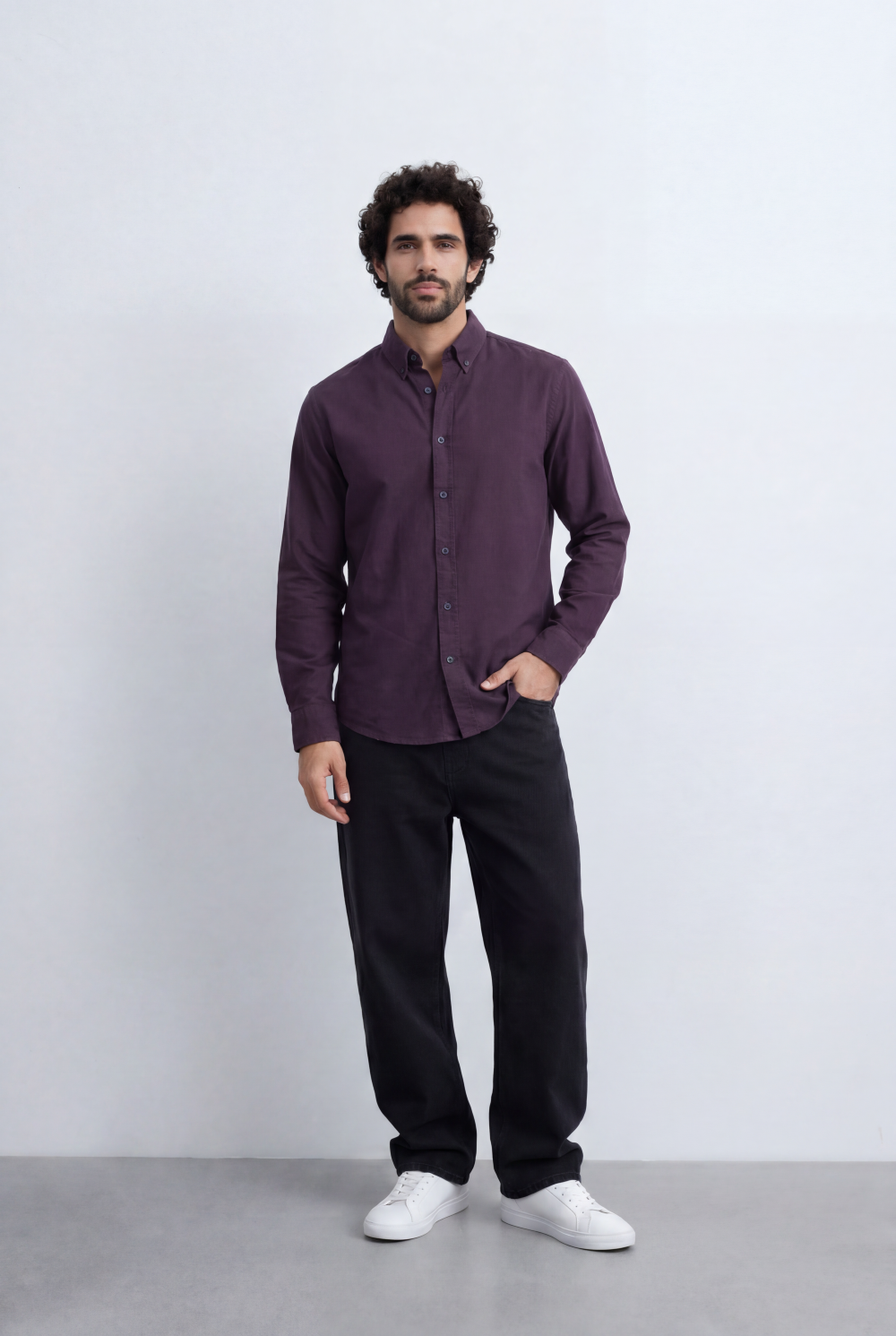 Men’s Tomato Store Minimal Button Down Shirt Soft Touch Fabric Slim Fit Tailored