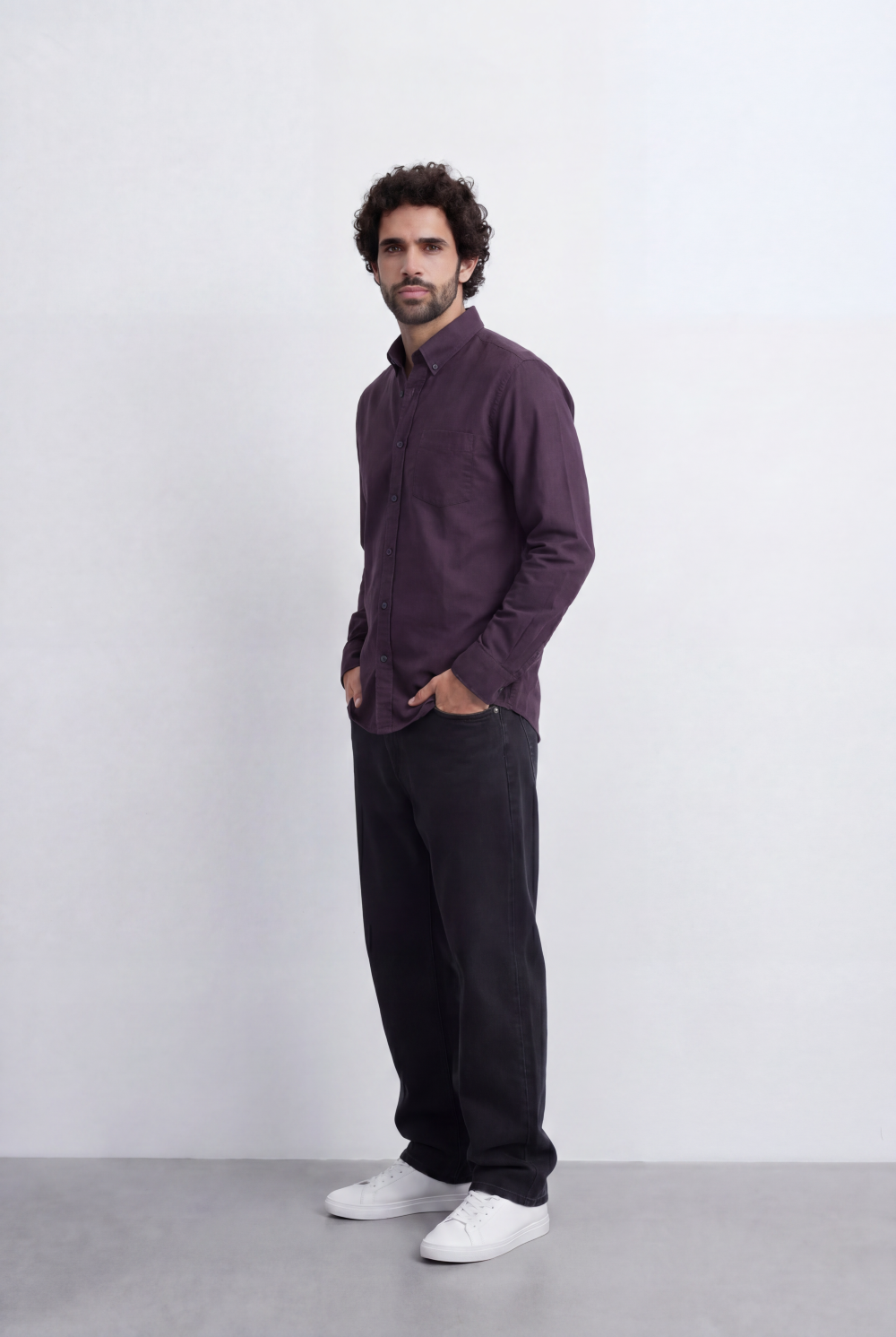 Men’s Tomato Store Minimal Button Down Shirt Soft Touch Fabric Slim Fit Tailored