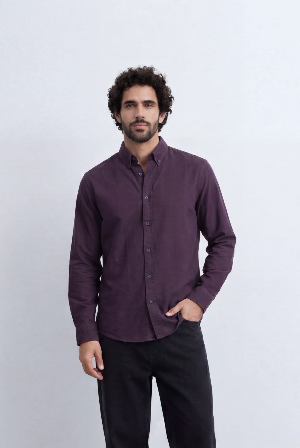 Men’s Tomato Store Minimal Button Down Shirt Soft Touch Fabric Slim Fit Tailored