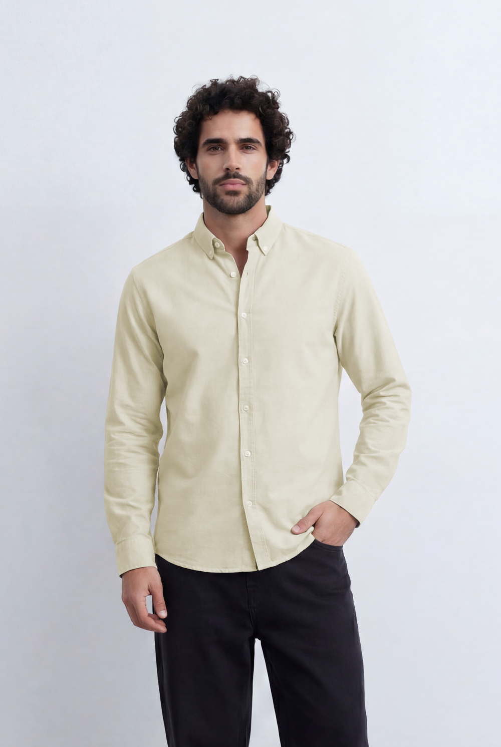 Men’s Tomato Store Minimal Button Down Shirt Soft Touch Fabric Slim Fit Tailored