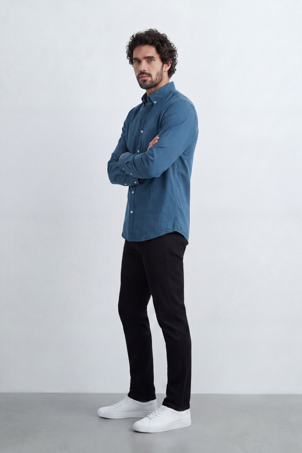 Men’s Tomato Store Minimal Button Down Shirt Soft Touch Fabric Slim Fit Tailored
