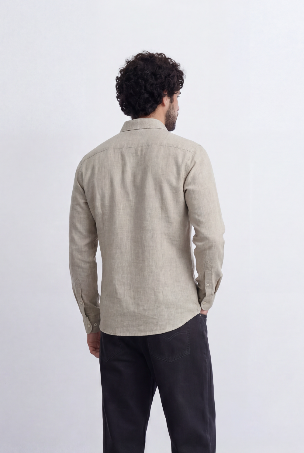 Men’s Tomato Store Linen Touch Shirt Natural Melange Texture Button Down