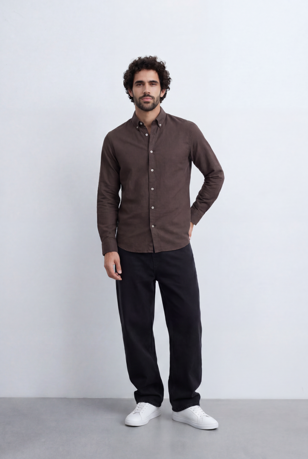 Men’s Tomato Store Linen Touch Shirt Natural Melange Texture Button Down