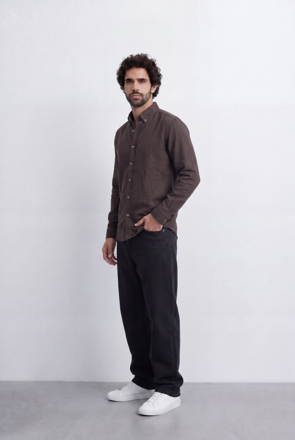 Men’s Tomato Store Linen Touch Shirt Natural Melange Texture Button Down