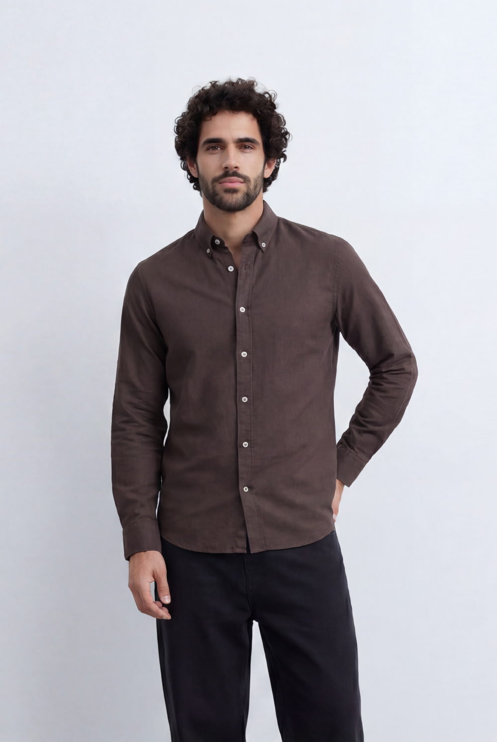 Men’s Tomato Store Linen Touch Shirt Natural Melange Texture Button Down
