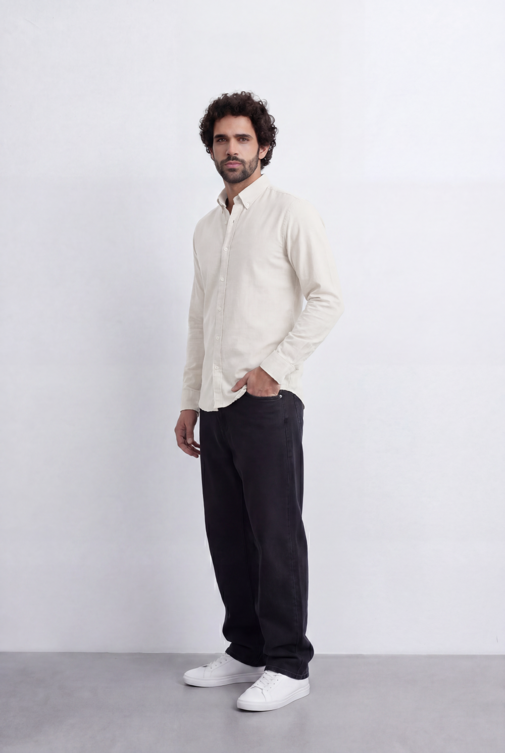 Men’s Tomato Store Linen Touch Shirt Natural Melange Texture Button Down