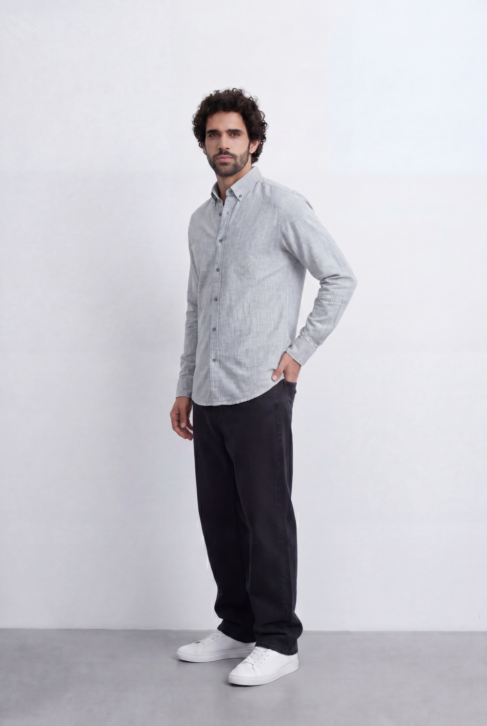Men’s Tomato Store Linen Touch Shirt Natural Melange Texture Button Down