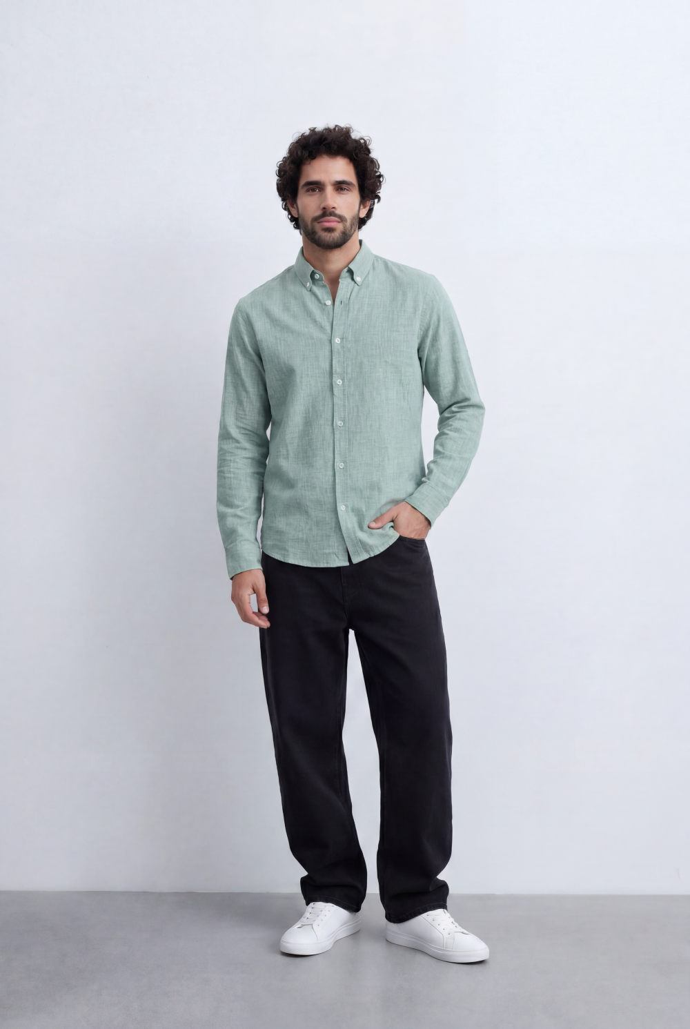 Men’s Tomato Store Linen Touch Shirt Natural Melange Texture Button Down