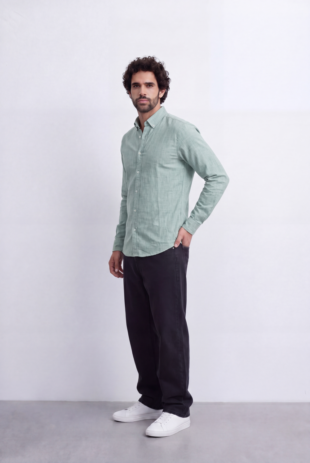 Men’s Tomato Store Linen Touch Shirt Natural Melange Texture Button Down