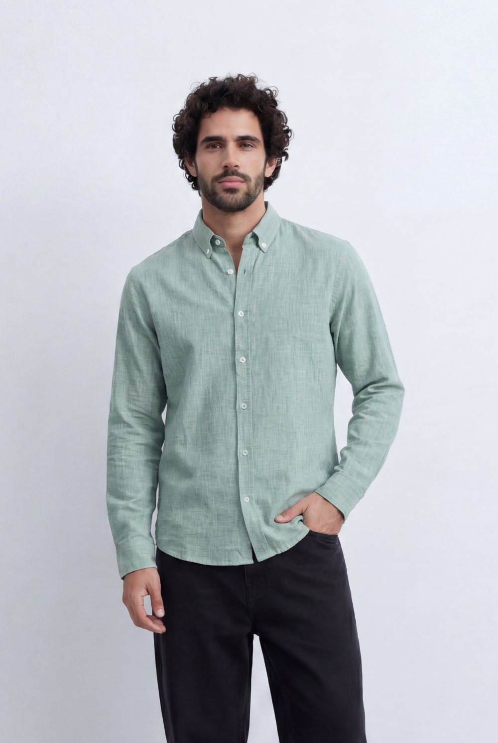 Men’s Tomato Store Linen Touch Shirt Natural Melange Texture Button Down