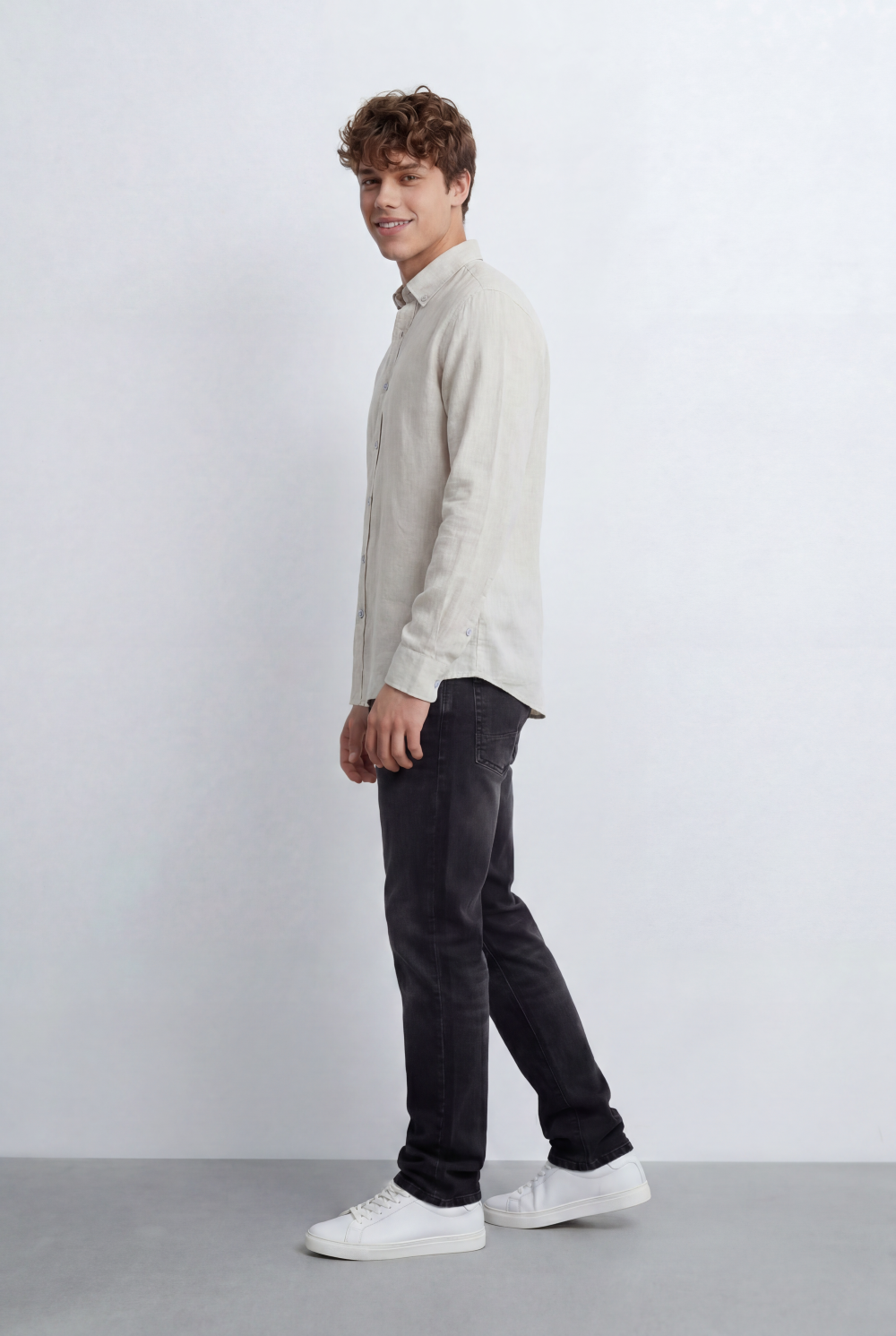 Men’s Tomato Store Linen Blend Shirt Breathable Natural Texture Button Down