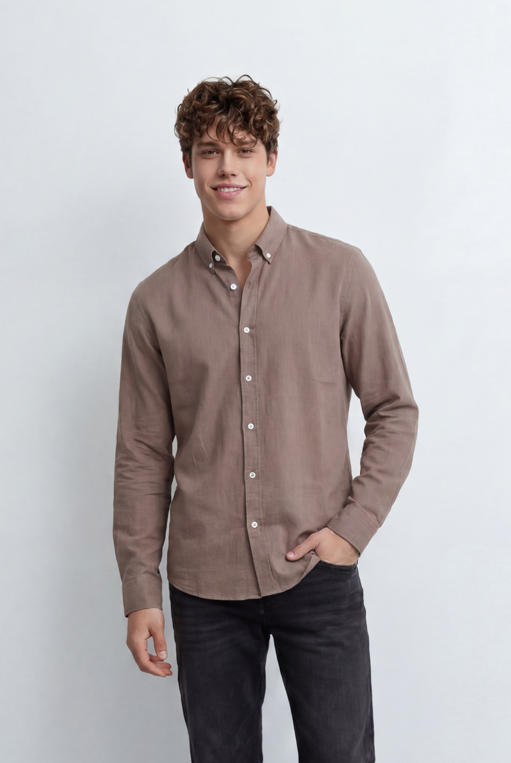 Men’s Tomato Store Linen Blend Shirt Breathable Natural Texture Button Down