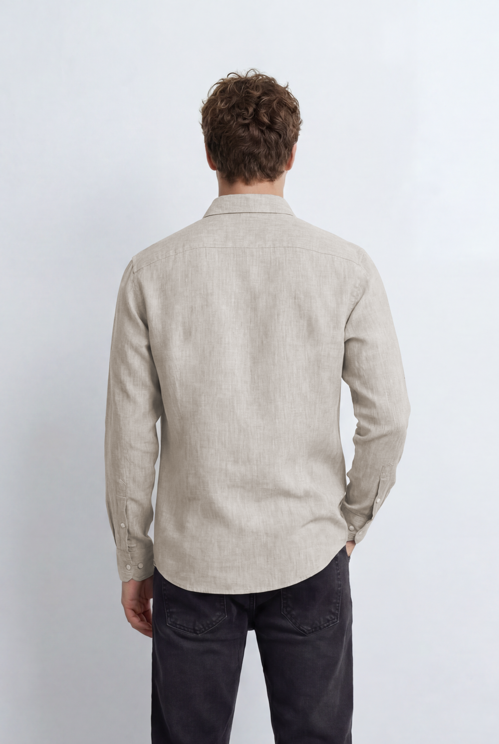 Men’s Tomato Store Linen Blend Shirt Natural Texture Look Button Down Tailored Slim Fit